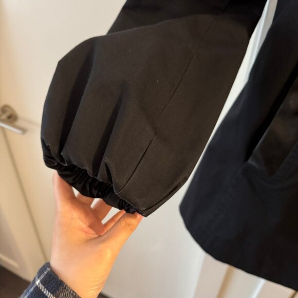 MACKAGE black trench peacoat with bell sleeve leather detail size Medium - Picture 2 of 16